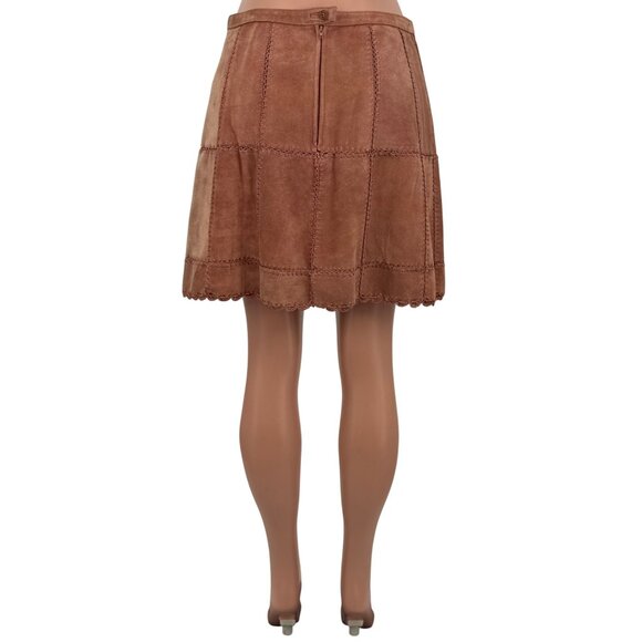 Free People Suede Patchwork High Waist Mini Skirt | Western Boho Coastal 70s 10 - Picture 9 of 16